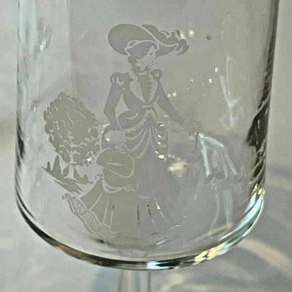 Vintage 1970s Mrs. Albee Victorian Etched Clear Glass 6 Piece Stemware Set - Picture 6 of 6